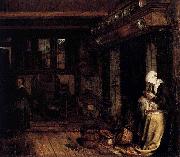 Esaias Boursse Dutch Interior with Woman Sewing France oil painting artist